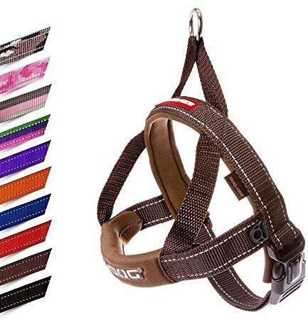 EzyDog Quick Fit Dog Harness | Dog Harness Small, Medium, Large, K9 Dog Harness, Reflective Stitching, Water Resistant Materials, No Pull (Chocolate)