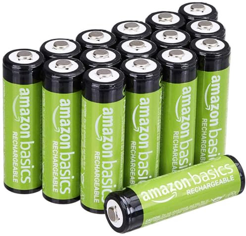 Amazon Basics AA-NiMH-Akkus, wiederaufladbar, 2000 mAh, bis zu 1000-mal aufladbar, vorgeladen, 16 Stück
