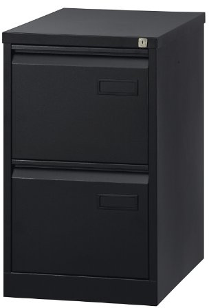 BISLEY Light Hängeregistraturschrank, einbahnig, DIN A4, 2 HR-Schubladen, Metall, 633 Schwarz, 62.2 x 41.3 x 71.1 cm