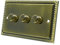 Georgian Antique Brass 3 Gang Dimmer 400W - 10 Amp Triple 3-Gang 2 Way 400W Light Dimmer Switch