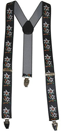 Karneval-Klamotten Hosenträger Oktoberfest schwarz Edelweiß Karneval Oktoberfest Herren Hosenträger