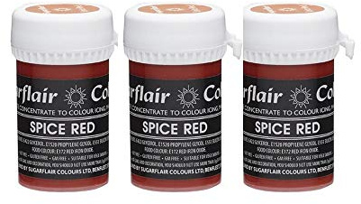Sugarflair Spice Red Pastel Food Colouring Paste, Highly Concentrated for Use with Sugar Pastes, Buttercream, Royal Icing or Cake Mix, Subtle Colour Dye - 25g (Pack of 3)