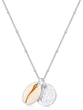 Elli Halskette Damen Kugel Plättchen Kauri Muschel Anhänger Trend in 925 Sterling Silber