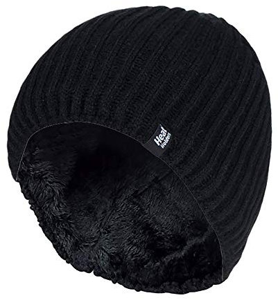 HEAT HOLDERS - Herren Outdoor Winter Warm Beanie Strick Mütze mit Gefüttert (One Size, Black (Halden))