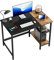 CubiCubi Schreibtisch, Computertisch mit 2 Ablagen auf der rechten oder linken Seite, 100 x 60 cm PC Tisch, Bürotisch fürs Büro Wohnzimmer, Stabil Stahlgestell Industrie-Design, Schwarz&Vintagebraun