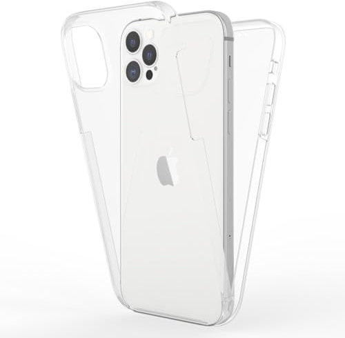 NALIA 360 Grad Handyhülle kompatibel mit iPhone 12 Pro Max Hülle, Full-Cover Silikon Bumper mit Displayschutz vorn Hardcase hinten, Komplettschutz Dünn Case Handy-Tasche Cover Schale - Transparent