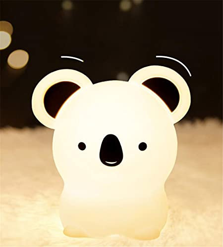 PUEKEO LED Nettes Koala Buntes Nachtlicht Wiederaufladbares Touch Light Kinder Nachttischlampe Weiches Silikon Desktop Licht Für Baby Kleinkind