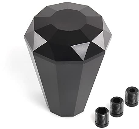 muge racing Auto-Schaltknauf, Diamant-Universal-Aluminium-Schaltknauf mit 8/10/12 mm Adaptern (schwarz)