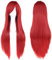 IMISSU Lange glatte Haare Cosplay Perücke mit Pony Bunte Halloween Kostüm Party Perücken (Rot)