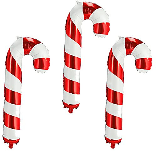 Cepewa Zuckerstange 3er Set | H120cm aufblasbar BOPA/PE Folienballon | Ballon Aufhängeschlitz Aufblashilfe Riesenlutscher
