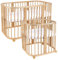 Waldin Babybett aus Holz 7in1 mit Matratze, Mitwachsendes Kinder-Bett, Belüftet, Boden 5-Fach Verstellbar, All-Inclusive-Set, Holz Natur