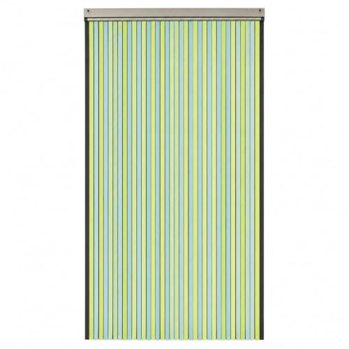 DWD® Deluxe Heavy Duty Bug Blind, Fly Blind, Strip Blind, Door Blind, Pastel Sky Blue & Lime Green, Wipe Clean PVC Material, for uPVC Door Frames, 90cm Wide x 200cm Drop, Made in UK