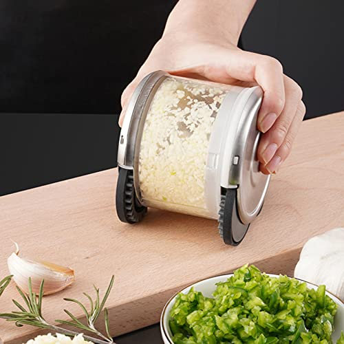 Garlic Press, Stainless Steel Garlic Crusher, Roller Garlic Press Wheel Kitchen Gadgets Garlic Mixer Garlic Chopper Ginger Crusher, Easy to Use Kitchen Tool