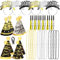DPKOW Silvester Deko 2026 Party Set Partyhüte Silvester Haarreif Happy New Year Haarreif Halsketten Tröten für Deko Silvester Party 2026 Silvester Outfit Damen Männer Silvester Foto Requisiten 2026