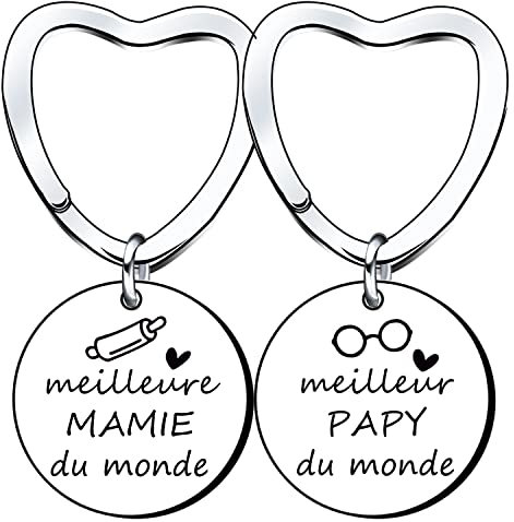 Lumengqi Cadeau Mamie Papy 2 Pièces Porte-clés Cadeaux de Noël Cadeau Idée Cadeau Grand Parents Fete Des Grand Mere Anniversaire Noel Meilleur Mamie&Papy Du Monde cadeau des Grands-parents