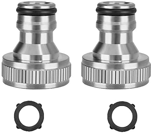 3/4 Zoll Messing Wasserhahn Adapter Gartenschlauch Wasserhahn Anschluss, vernickelt Messing weiblich Wasserhahn Adapter - für Gartenbewässerung Balkon Blumenbewässerung Autowäsche etc. (Silber)