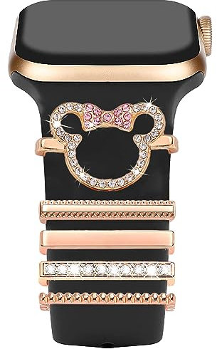YeahBoom Cinturino per orologio, charm per orologio, anelli decorativi, compatibile con silicone, per smartwatch, orologio da polso, gioielli, Argento sterling