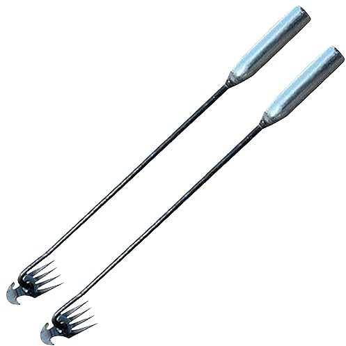 Kaxenig Manuelle Unkrautvernichter - Gras-Handentferner aus Edelstahl mit 4 Zinken - Gartenhandwerkzeuge zum Entfernen von tief verwurzeltem Gras für Terrasse, Park, Garten, Rasen, Feld