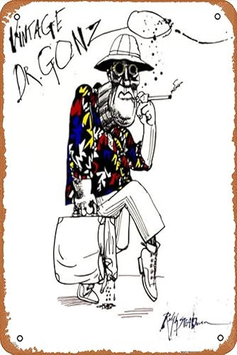 Ralph Steadman Dr. Gonzo – Poster Retro Metallschild Vintage Blechschild für Bar Man Cave Cafe Office Home Wall Decor Geschenk 30,5 x 20,3 cm