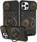 Pegmode (2in1 for iPhone 14 Pro Max Case for Women Sun and Moon Cute Stars Girls Phone Cases Star Golden Space Design with Slide Camera Cover+Ring Holder Fashion for iPhone 14 ProMax Cover 6.7''