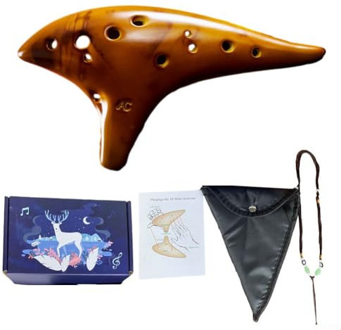 JINSBON Okarina-Flöte, 12 Löcher, Keramik, Alto C, Legend of Zelda, Okarina mit Umhängeband und Liederbuch (Gold)