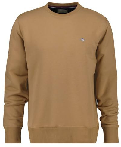GANT Men's Reg Shield C Neck Sweatshirt, Khaki Warm, L