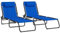 Outsunny 2 Piece Foldable Sun Loungers, Outdoor 4 Level Adjustable Backrest Reclining Chaise Chairs, Steel Frame Recliner Chair for Camping, Hiking, Navy Blue