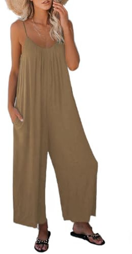 DURINM Jumpsuit da Donna Elegante Salopette Da Donna uk Vestibilità Ampia Ampia Tuta Senza Maniche in Cotone Casual a Gamba Larga Pantaloni Pantaloni Con Tasca