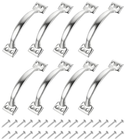 sourcing map 8pcs 6 Inches Gate Handle Metal Vintage Door Drawer Pulls Vintage Furniture Handles with Screw for Kitchen Cupboard Closet Door Silver