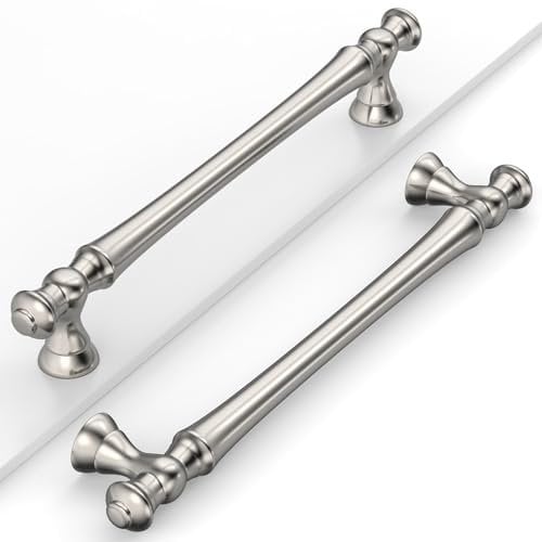 Coinkoly 10 Pack Brushed Satin Nickel Cabinet Pulls 160MM Hole Centers Kitchen Cabinet Handles Drawer Handles UK0001