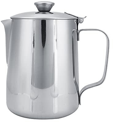 VOBOR Jarra De Leche, Taza De Café De Acero Inoxidable, Jarra Espumadora De Leche Con Tapa Para Café Con Leche,Jarra De Leche Para Café Perfecta Para Los Amantes Del Café(600 ml)