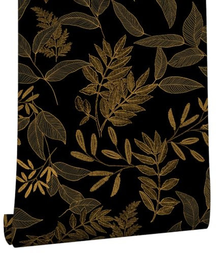 myforHD Carta da Parati Autoadesiva Fiore Foglia Vintage Decorativo Sfondo 44cmx300cm Carta da Parete Adesivo Vinile Soggiorno Camera Da Letto Bagno