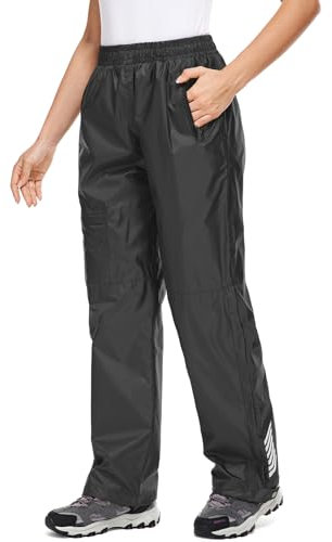 Yenwits Regenhose Damen Wasserdicht Atmungsaktiv Leicht Fahrrad Überziehhose Winddicht Wanderhose Outdoor Trekkinghose Arbeitshose(2090,Schwarz,XL)