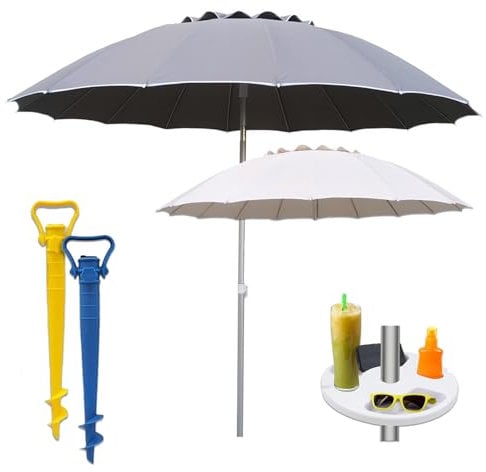 Maury's Kit Ombrellone da Spiaggia Super Resistente con 16 Stecche h 240 cm Inclinabile + Punta Fora Sabbia Tutto in Colorazione Assortita Vai al Mare Senza Pensieri !