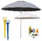 Maury's Kit Ombrellone da Spiaggia Super Resistente con 16 Stecche h 240 cm Inclinabile + Punta Fora Sabbia Tutto in Colorazione Assortita Vai al Mare Senza Pensieri !