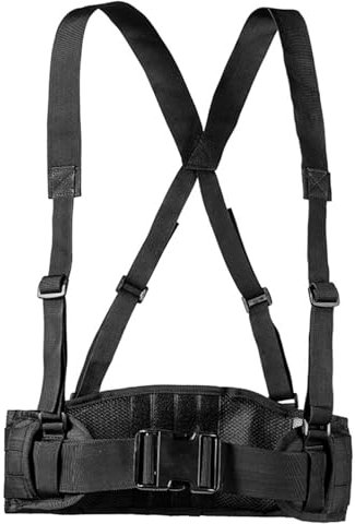 Tactical Battle Belt, Molle Kampfgürtel mit Geschirr, Einstellbare Airsoft Combat Duty Belt mit abnehmbarem Gurtzeug für das Training im Freien, Taktische Gurte, Nylon mit hoher Dichte (Schwarz)