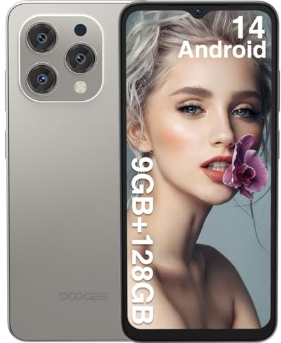 DOOGEE N55 Teléfono Móvil 6,56 Pulgadas HD+ 90Hz, Android 14 Smartphone con 9GB RAM + 128GB ROM, Móviles Octa-Core y Dual 4G Nano SIM, 5150 mAh OTG/GPS Face ID, Natural