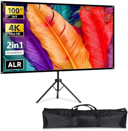 IN&VI ALR Écran de projection extérieur avec support 100 16:9 et trépied – Portable, léger, compact, installation facile pour home cinéma, fête dans le jardin