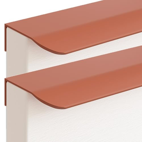 JIALUO0318 Versteckter Griffe Aluminiumlegierung Türgriff Möbelgriffe Unsichtbare Knöpfe Schrankgriffe Schubladengriff Küchengriffe 2 Stück (Rot-Orange,Length 80mm)