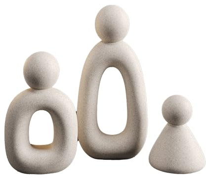 suruim Estatuas abstractas de familia de 3 figuras Esculturas modernas Acentos decorativos para el hogar Adornos para el televisor Soporte para libros Estatuillas para regalos para estanterías