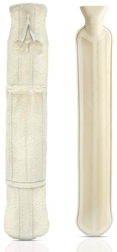 POFIBO Wärmflasche Lang mit Weichem Bezug - Auslaufsicher 2L Groß Wärmflaschen Hot Water Bottle, Schlauch Wärmflasche für Rücken Nacken Schulter und Unterleib, Lange Wärmflasche 73cm x 14cm