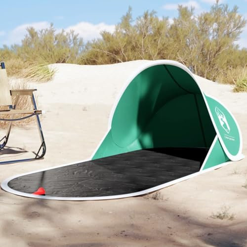 Tino Tech Tente de plage d'extérieur - Tente de groupe - Coupe-vent - Ultra légère - Tente familiale - Tente de jardin - Auvent - 190 x 80 x 60 cm - Polyester - Vert mer