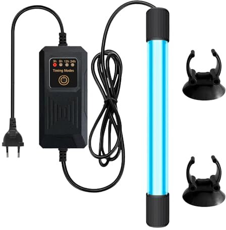 Mineup Aquarium UV Sterilisator Licht, 11W Zuhause UV Sterilisator Lampe, UV Licht Sterilisator für Aquarium, mit Timer, Uv Klärer aquarium für Reinigung von Aquarien Aquarium Pools Fishbowl
