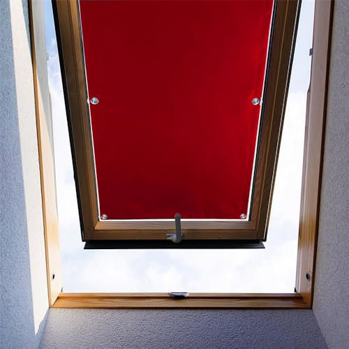 Ygann Dachfenster Rollo Thermo Sonnenschutz Verdunkelungsrollo für Dachfenster UV Schutz mit Saugnäpfe ohne Bohren ohne kleben (Hellrot,43x98cm)
