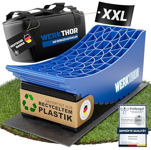 WERKTHOR Cuñas de Nivelación - [Juego de 2] Cuñas de Nivelación para Autocaravanas, Caravanas y Remolques | Nivelación Fácil y sin Escalones [<13,5t] (Azul XXL)