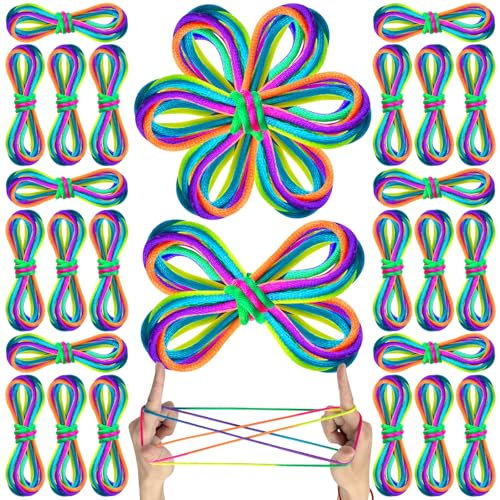 Cats Cradle String, 30Pcs Rainbow Color Finger String Toy String Hand Game Supplies Educational Game