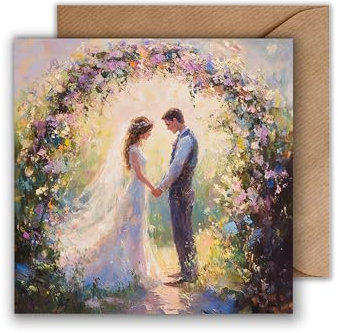 WBdesignz Hochzeitskarte mit Umschlag - Hochzeitskarte Vintage zur Hochzeit Glückwunschkarte Hochzeit mit Umschlag (125 x 125 mm)