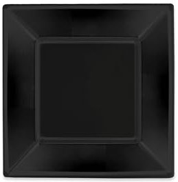 PLATO LLANO CUADRADO NEGRO 23X23CM 5 UNIDADES REUTILIZABLE