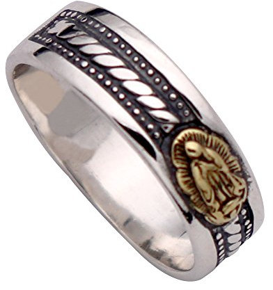QTYQWC Vintage 925 Sterling Silber Jungfrau Maria Ring Dame von Guadalupe Ring für Männer Frauen 6mm Größe 7,5-10,5