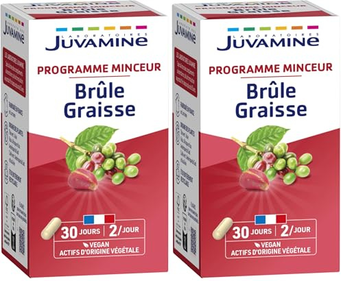 JUVAMINE - Brûle Graisse - Programme Minceur - Thé vert, Kola et Café Vert - Vegan - Aide au Contrôle Général du Poids - Contribue à Tonifier l'Organisme - 60 Gélules - Fabriqué en France (Lot de 2)